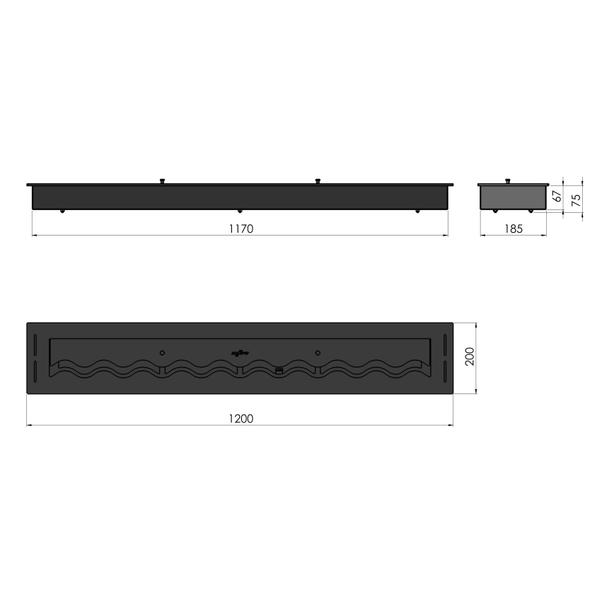 InFire - Sisseehitatud BIO kamin 7,5x120 cm 7kW must