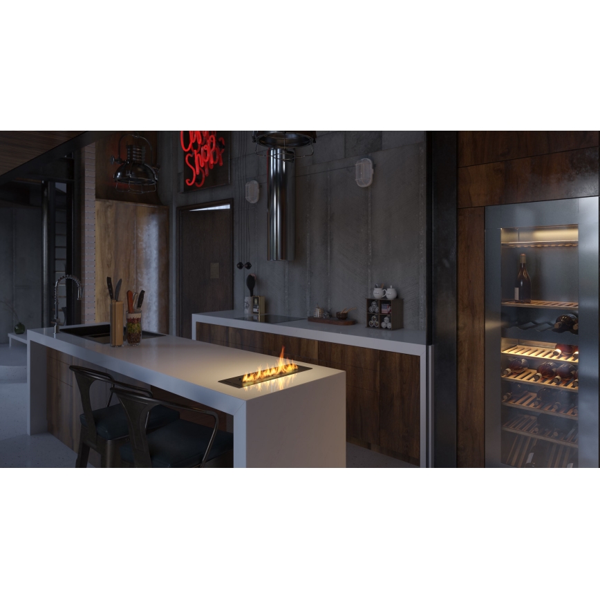 InFire - Sisseehitatud BIO kamin 7,5x50 cm 3,5kW must