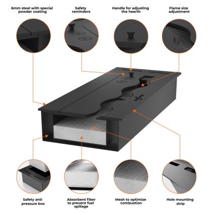 InFire - Sisseehitatud BIO kamin 7,5x50 cm 3,5kW must