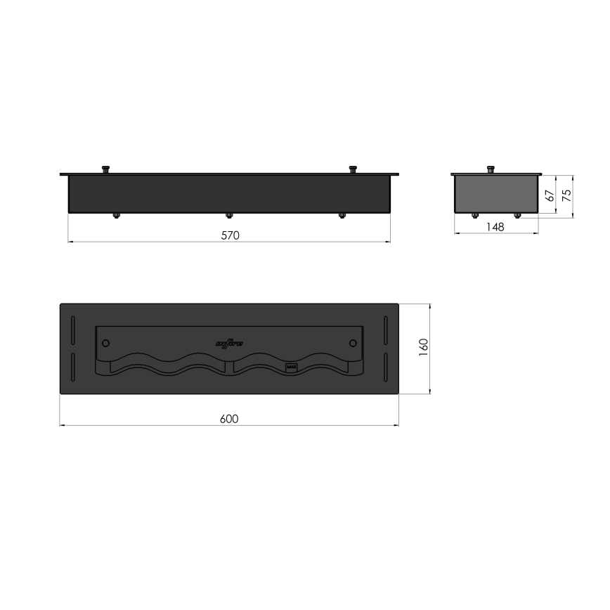 InFire - Sisseehitatud BIO kamin 7,5x60 cm 3,5kW must