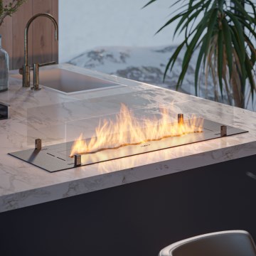 InFire - Sisseehitatud BIO kamin 8,5x100 cm 6kW must