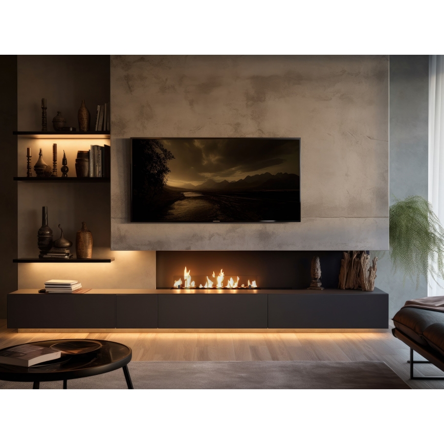 InFire - Sisseehitatud BIO kamin 8,5x100 cm 6kW must