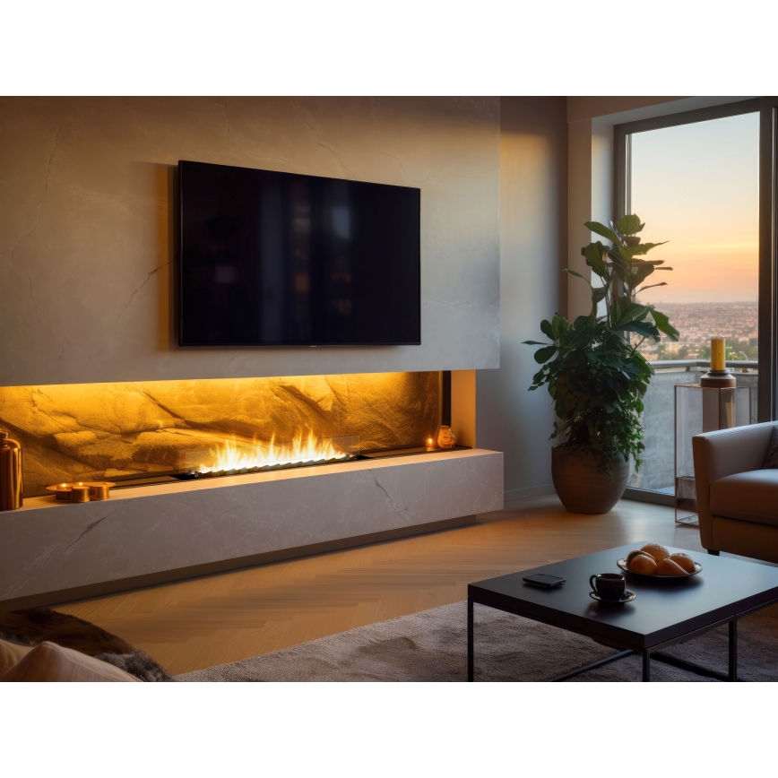 InFire - Sisseehitatud BIO kamin 8,5x120 cm 6kW must