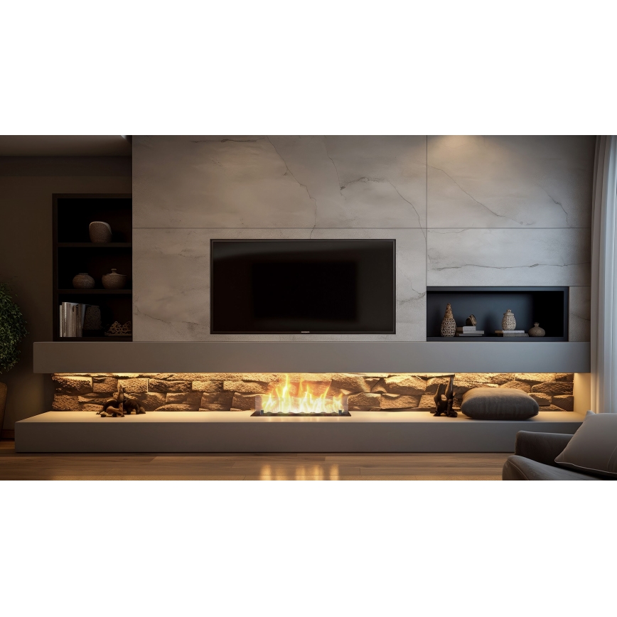 InFire - Sisseehitatud BIO kamin 8,5x60 cm 3,5kW must