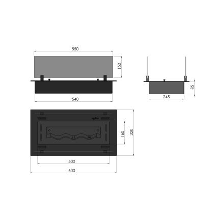 InFire - Sisseehitatud BIO kamin 8,5x60 cm 3,5kW must