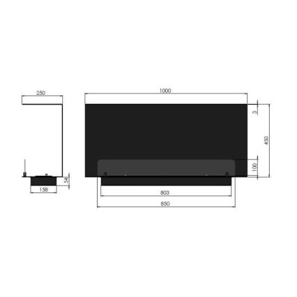 InFire - Sisseehitatud biokamin 100x45 cm 3kW must