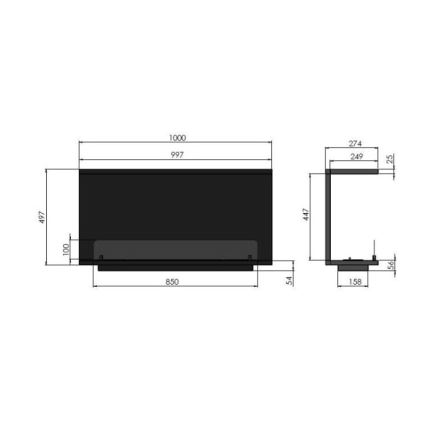 InFire - Sisseehitatud biokamin 100x50 cm 3kW must