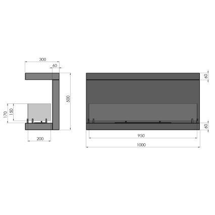 InFire - Sisseehitatud biokamin 100x50 cm 3kW must