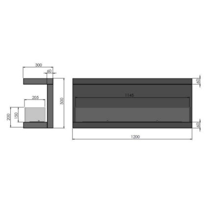 InFire - Sisseehitatud biokamin 120x50 cm 5kW must