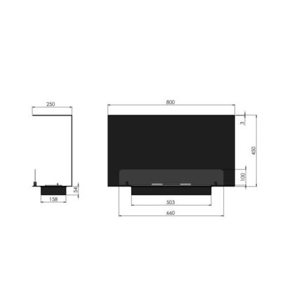 InFire - Sisseehitatud biokamin 80x45 cm 3kW must