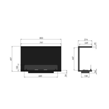 InFire - Sisseehitatud biokamin 80x45 cm 3kW must