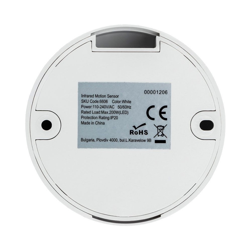 Infrapuna liikumisandur 360° 200W/230V valge