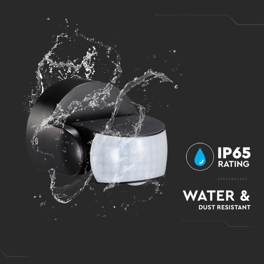 Infrapuna väli liikumisandur 180/360° 600W/230V IP65 must