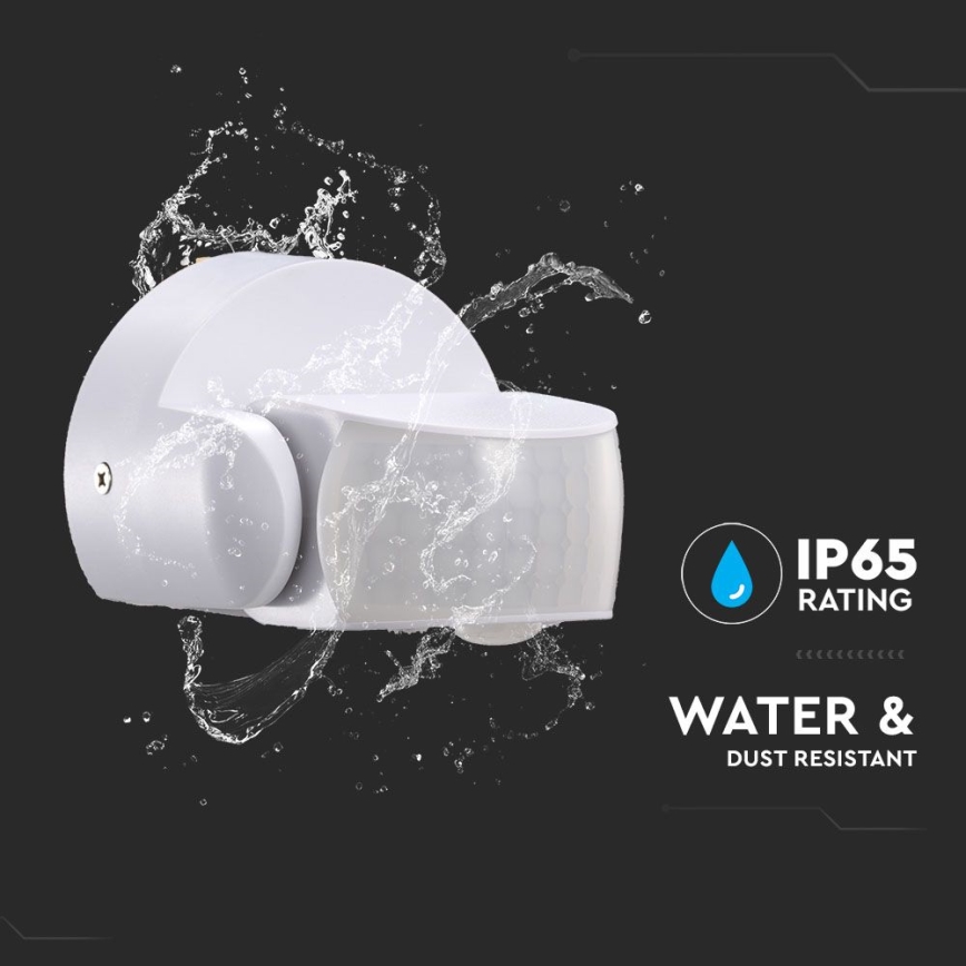 Infrapuna väli liikumisandur 180/360° 600W/230V IP65 valge