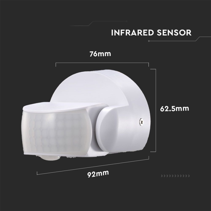 Infrapuna väli liikumisandur 180/360° 600W/230V IP65 valge