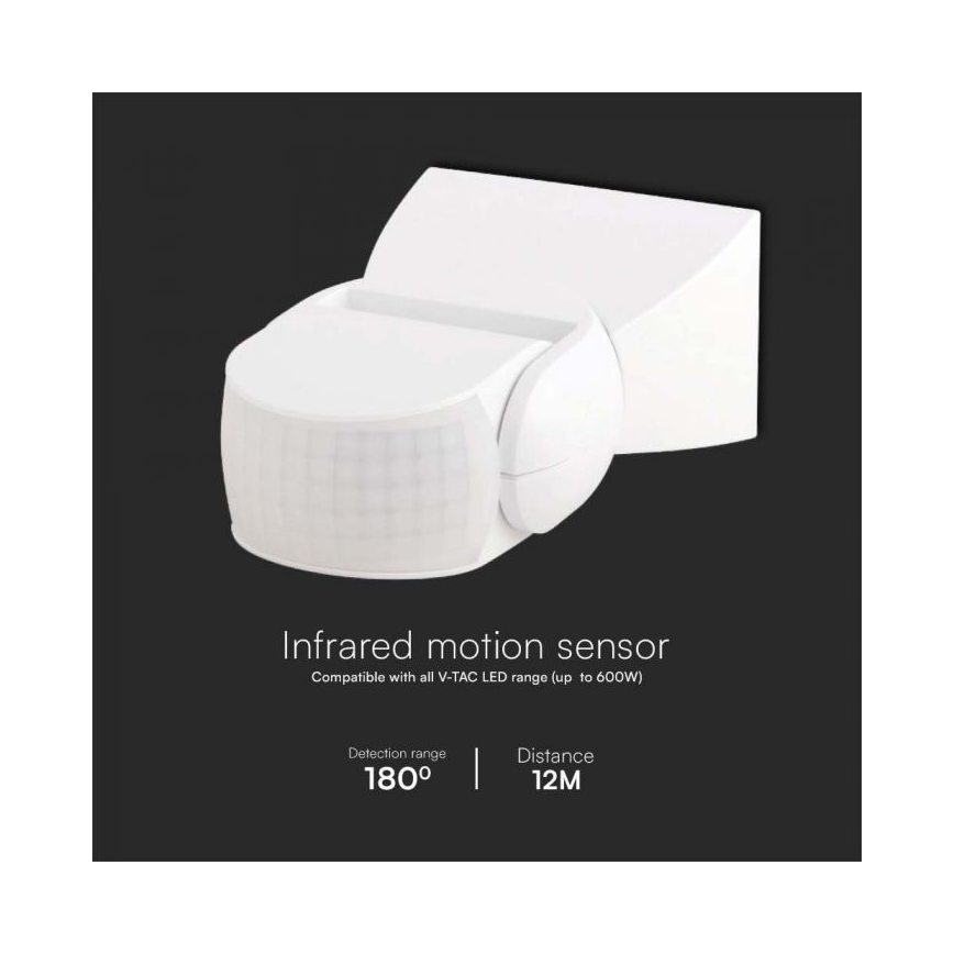 Infrapuna väli liikumisandur 180° 230V IP65 valge