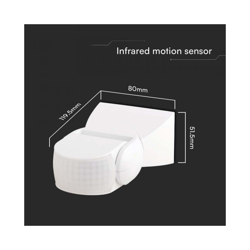 Infrapuna väli liikumisandur 180° 230V IP65 valge