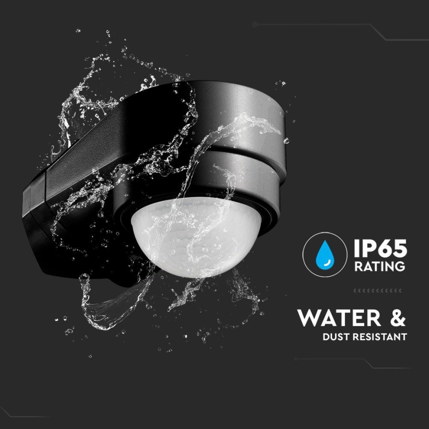 Infrapuna väli liikumisandur 240° 600W/230V IP65 must