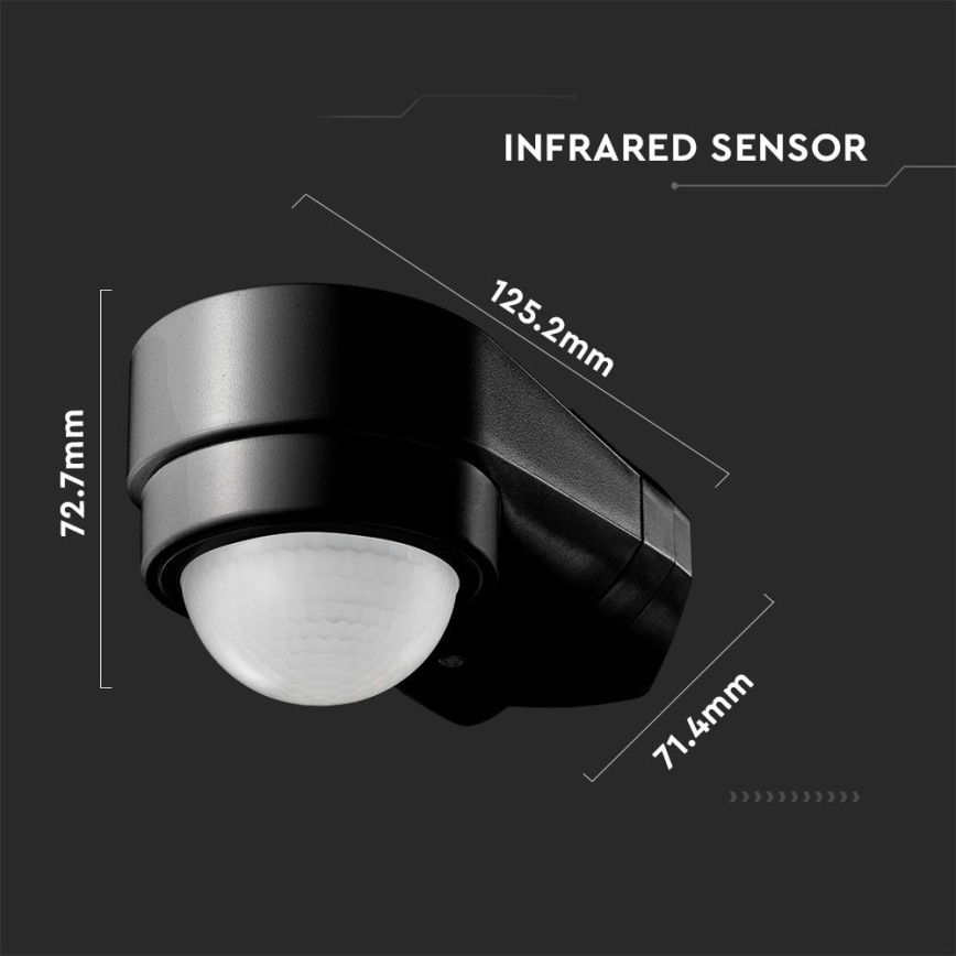Infrapuna väli liikumisandur 240° 600W/230V IP65 must