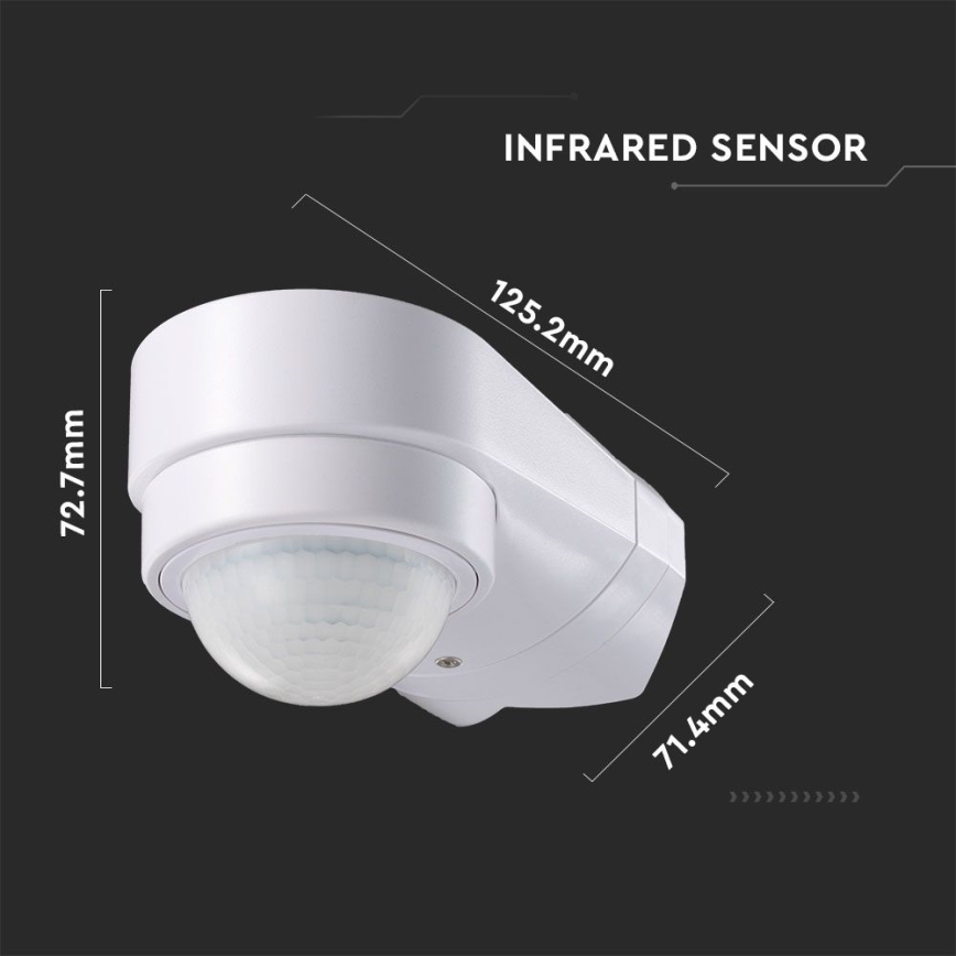 Infrapuna väli liikumisandur 240° 600W/230V IP65 valge