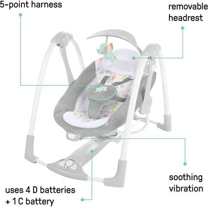Ingenuity - Vibreeriv lamamistool muusikaga 2in1 WIMBERLY 4xD + 1xC