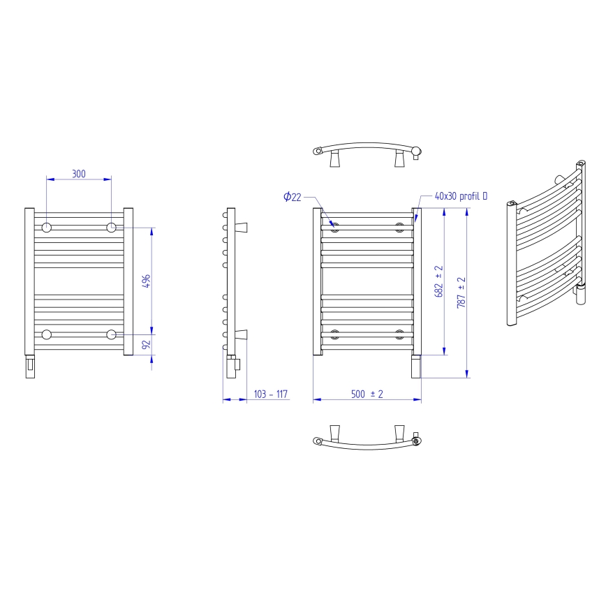 Instal Projekt - Vannitoa elektriline radiaator AMBRE 300W 68x50 cm valge