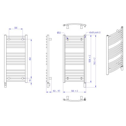 Instal Projekt - Vannitoa elektriline radiaator AMBRE 400W 103x50 cm valge