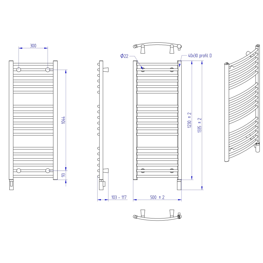 Instal Projekt - Vannitoa elektriline radiaator AMBRE 400W 123x50 cm valge
