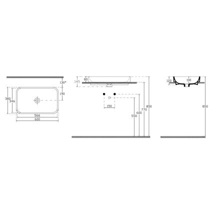 Isvea - Lauale paigaldatav valamu AQUA 60x38 cm keraamika/valge