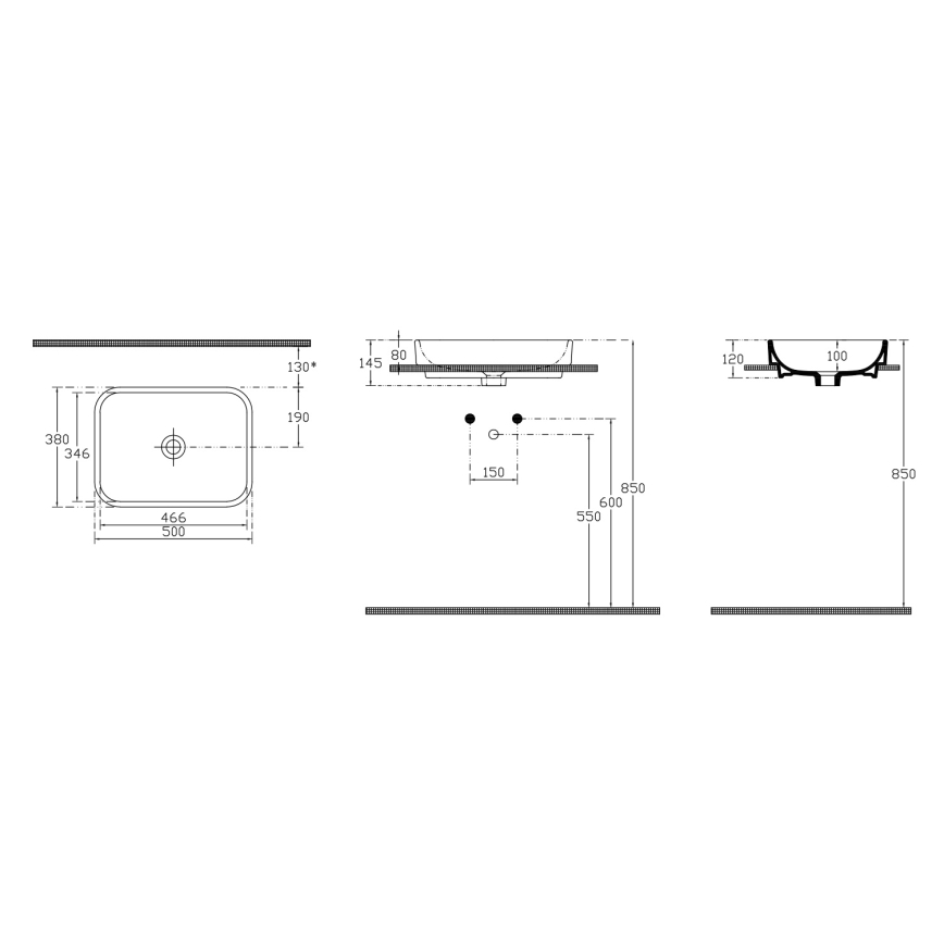 Isvea - Tööpinnale paigaldatav valamu AQUA 50x38 cm keraamika/valge