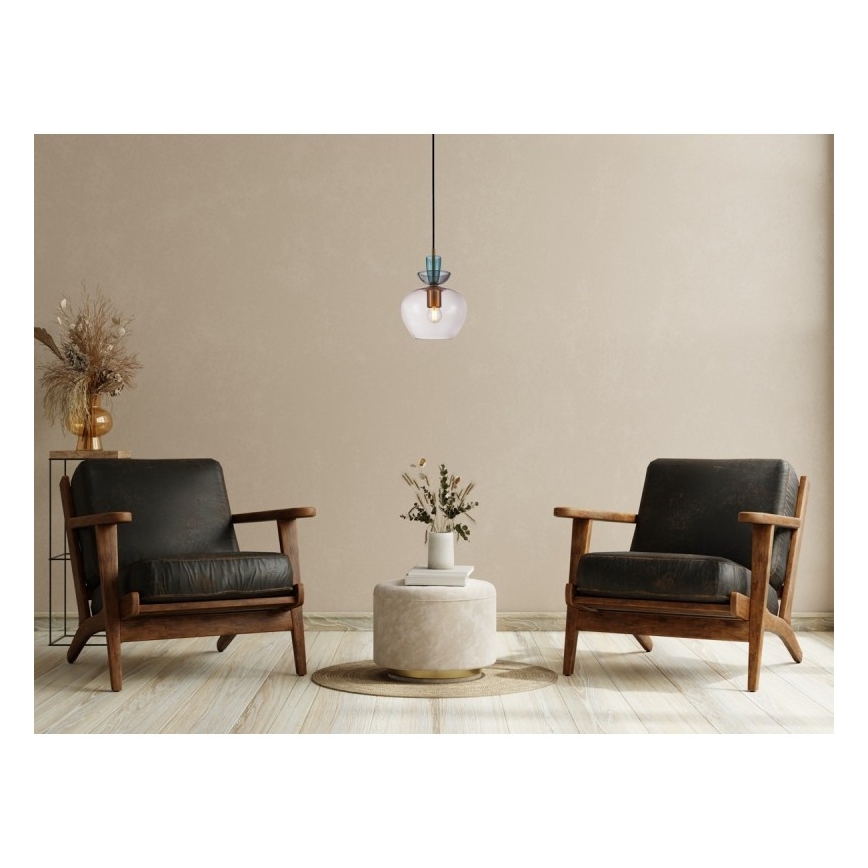ITALUX - Rippvalgusti kaabliga FANDA 1xE27/40W/230V kuldne/suitsuhall