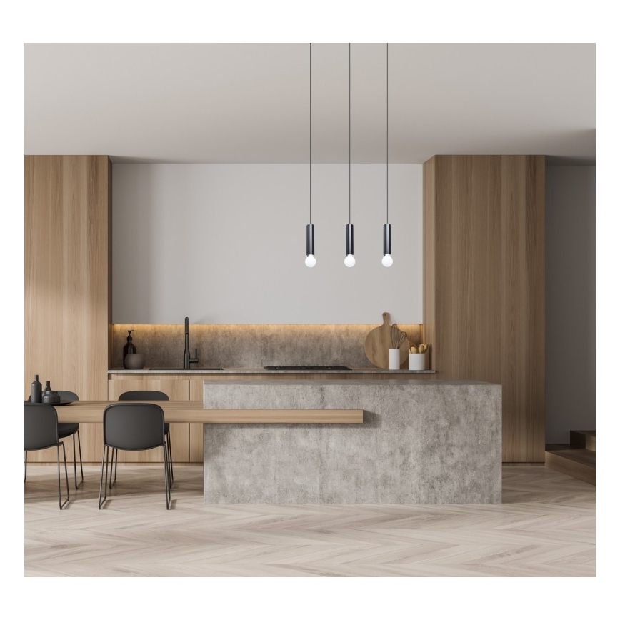 ITALUX - Rippvalgusti kaabliga MACERA 3xE27/40W/230V must