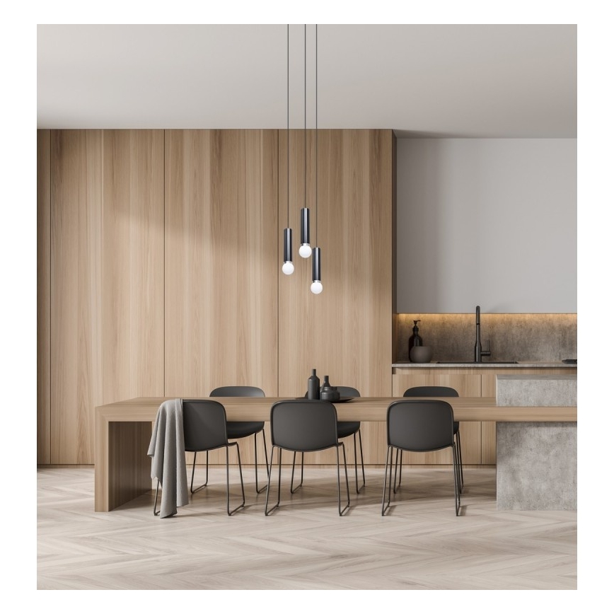 ITALUX - Rippvalgusti kaabliga MACERA 3xE27/40W/230V must