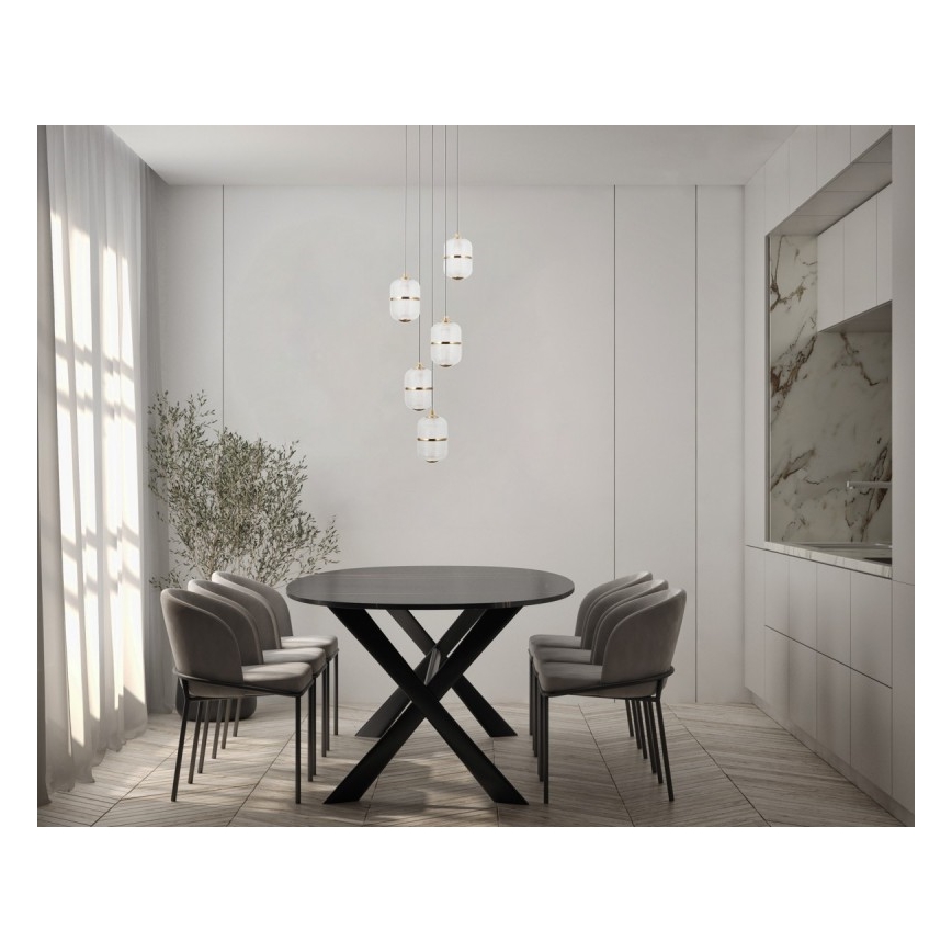 ITALUX - LED-lühter kaablil ALANI 5xLED/5,6W/230V 3000K must/kuldne