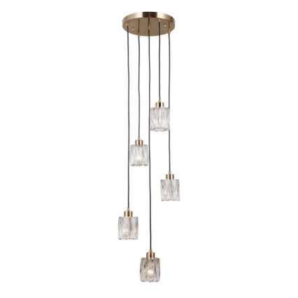 ITALUX - Kaabliga riputatav lühter TORNO 5xE14/40W/230V kuldne