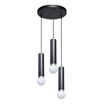 ITALUX - Rippvalgusti kaabliga MACERA 3xE27/40W/230V must