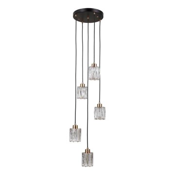 ITALUX - TORNO rippvalgusti kaabliga 5xE14/40W/230V must/kuldne