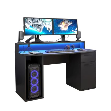 IVAR kirjutuslaud taustvalgustusega, must