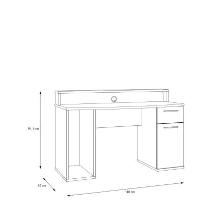 IVAR kirjutuslaud taustvalgustusega, must