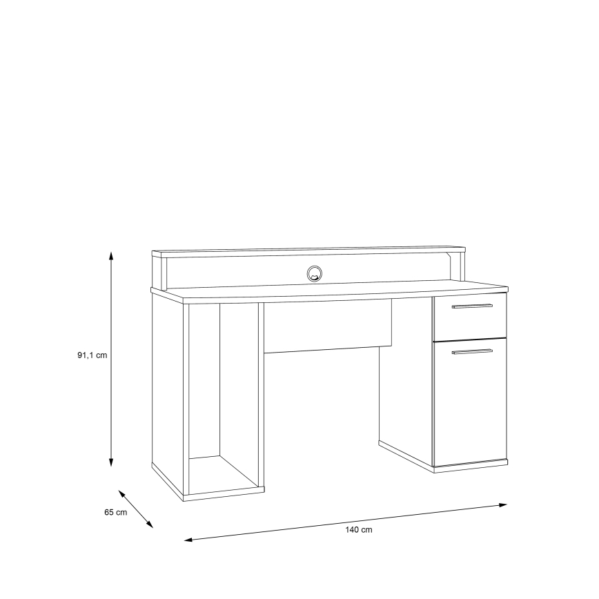 IVAR kirjutuslaud taustvalgustusega, must