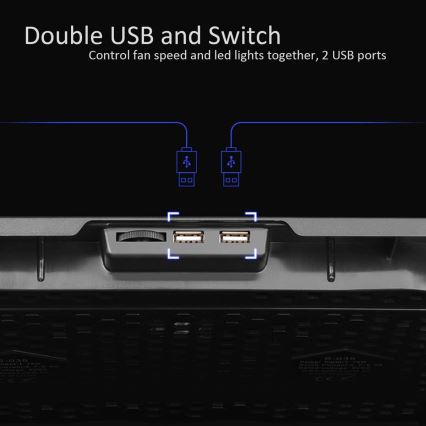 Jahutusalus arvutile 5x ventilaator 2xUSB must