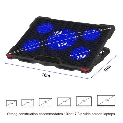 Jahutusalus arvutile 5x ventilaator 2xUSB must