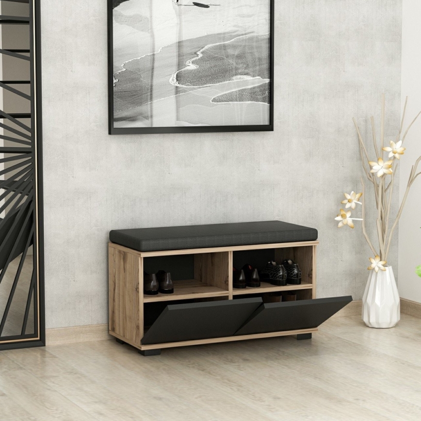 Jalanõudekapp DRAGO 42x80 cm must/pähkel