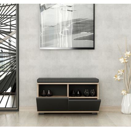 Jalanõudekapp DRAGO 42x80 cm must/pähkel