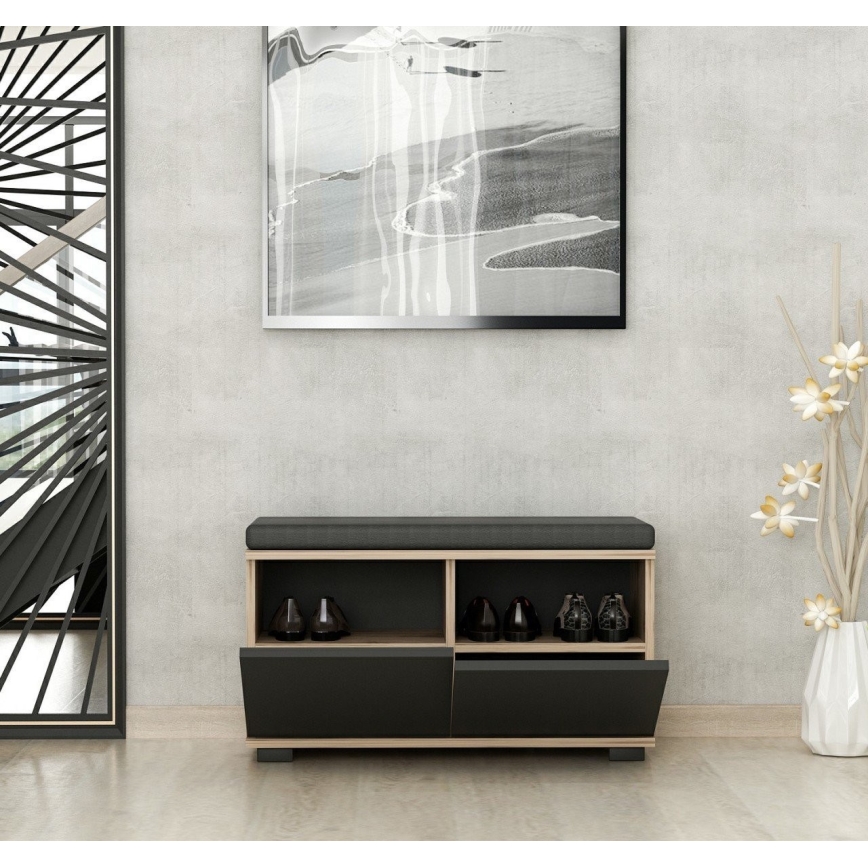 Jalanõudekapp DRAGO 42x80 cm must/pähkel