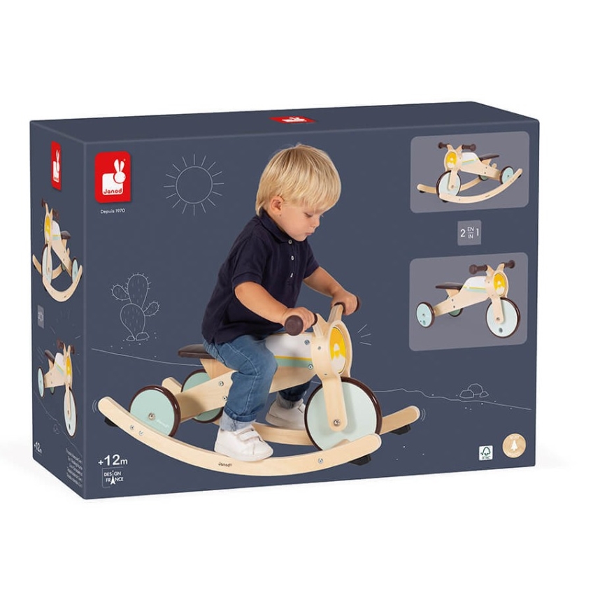 Janod - Laste puidust jooksuratas 2in1