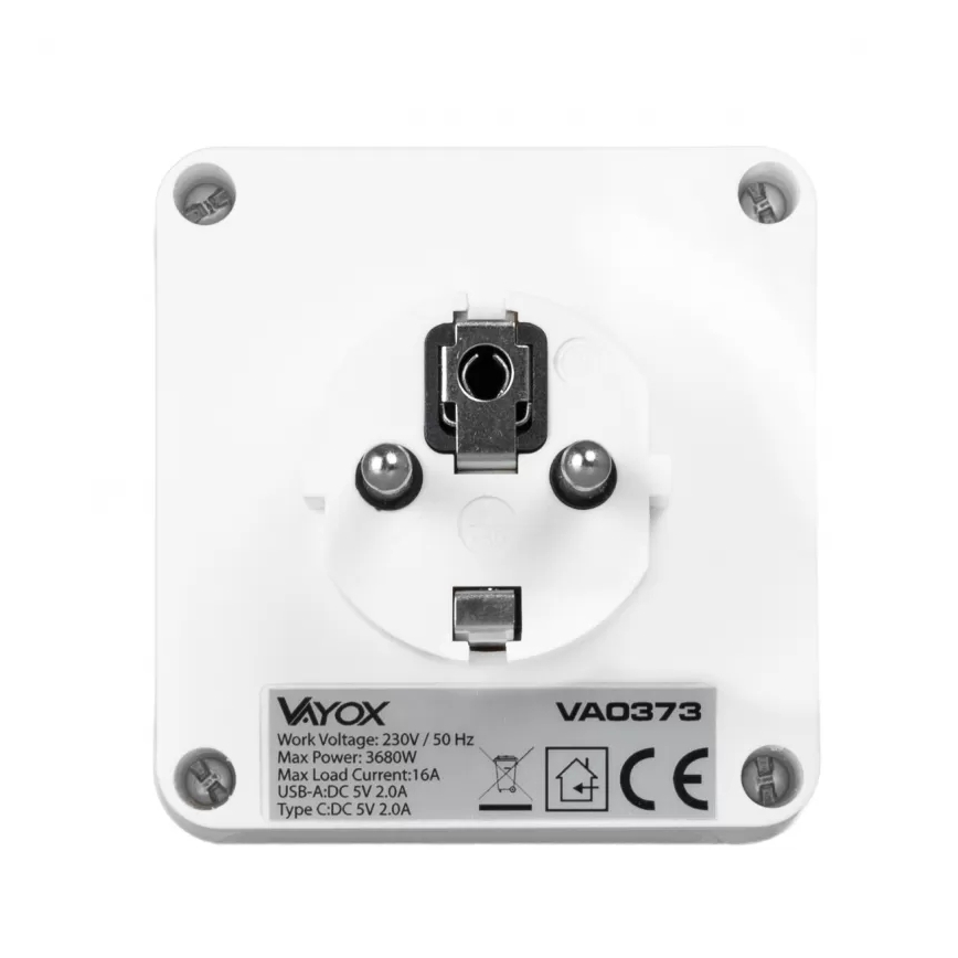 Pistikupesa jagaja 2x + USB-C + USB-A koos LED-valgustusega LED/0,5W/230V 3000K