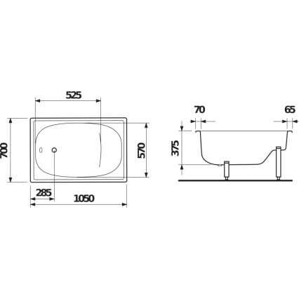 JIKA H2340000000001 - Istuv vann RIGA 105x70 teras/valge