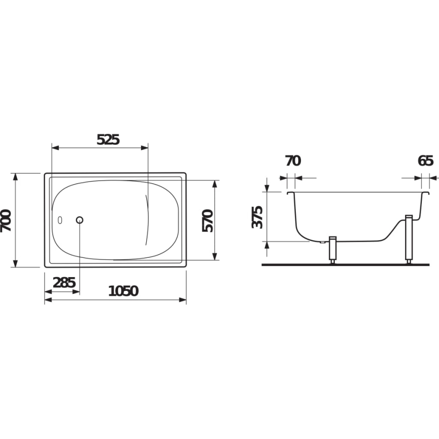 JIKA H2340000000001 - Istuv vann RIGA 105x70 teras/valge