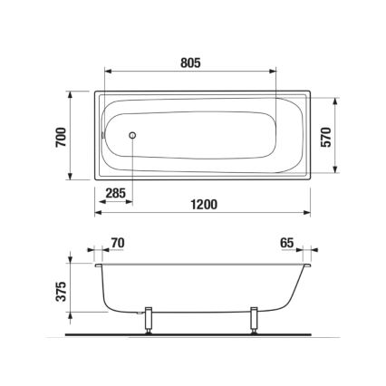 JIKA H2340200000001 - Vann RIGA 120x70 teras/valge